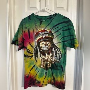Pawsitive Vibes Dom Rasta Dreadlock Cat Tie-Dye T-Shirt